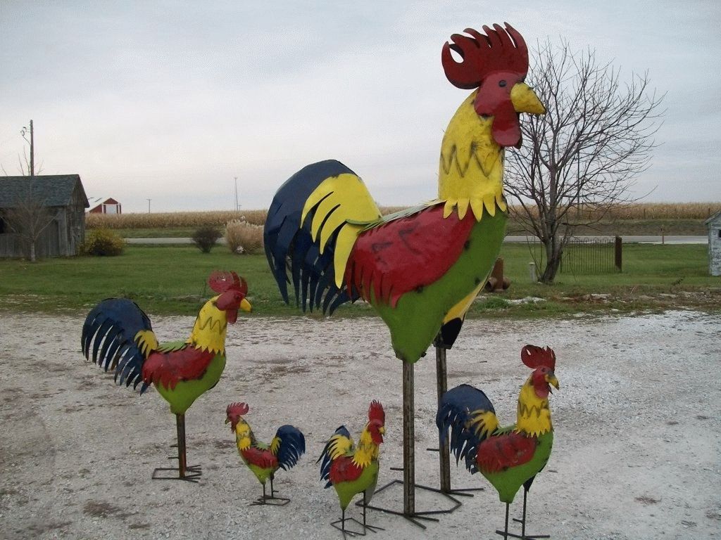 Recycled Metal Roosters – Chicken Yard Art For Metal Rooster Wall Decor (View 14 of 20)