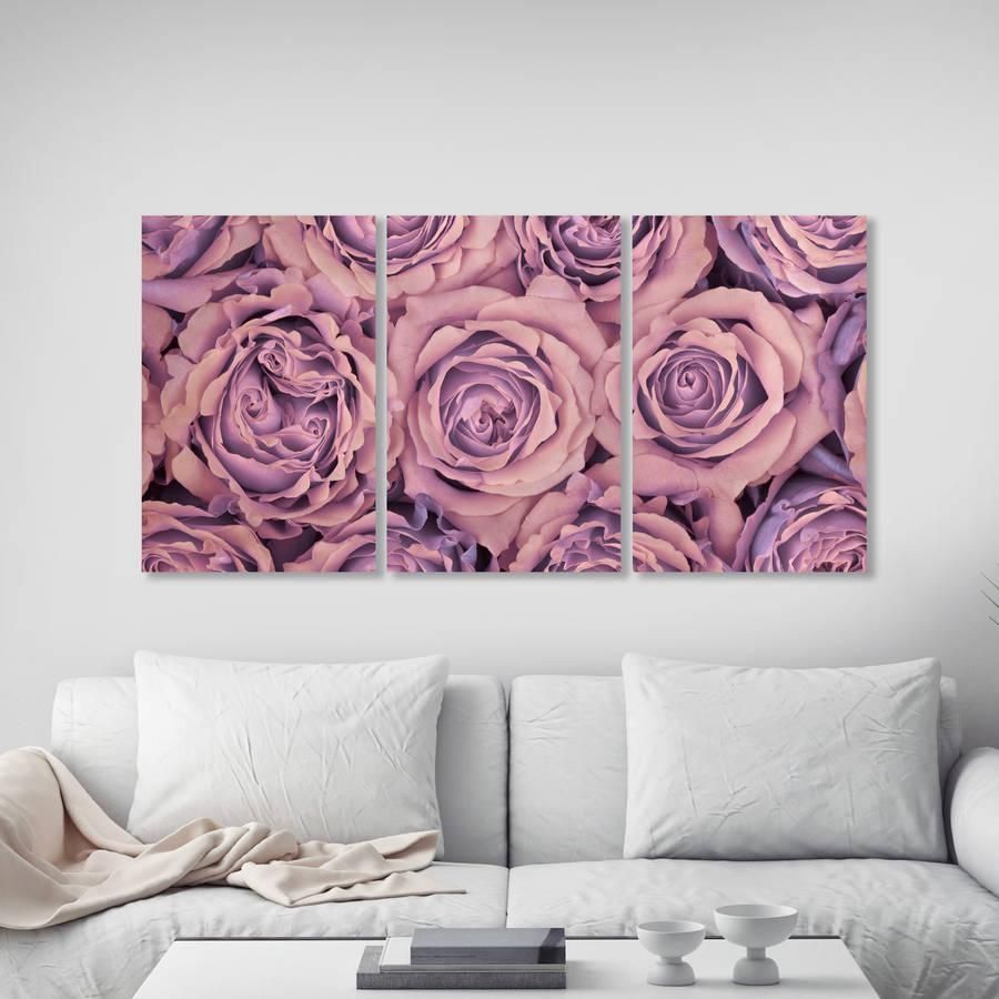 Roses Triptych Canvas Wall Artta Dah Wall Art Intended For Rose Canvas Wall Art (Photo 9 of 20)