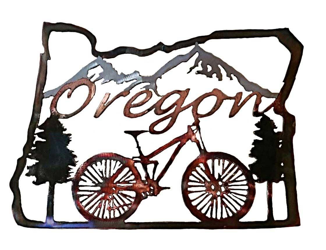 Smw548 Oregon Mountain Bike Scene Wall Art – Sunriver Metal Works Throughout Mountain Scene Metal Wall Art (View 14 of 20)