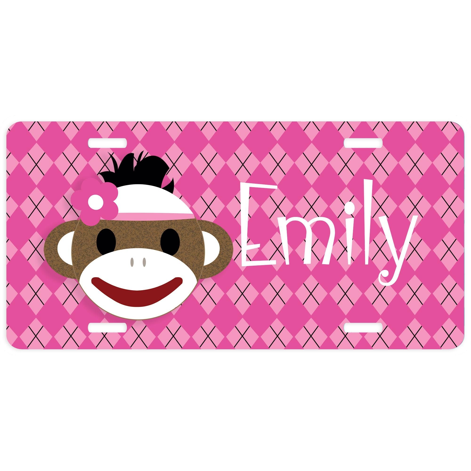 Sock Monkey Car Tag, Personalized Decorative Sock Monkey License Within Sock Monkey Wall Art (View 5 of 20)