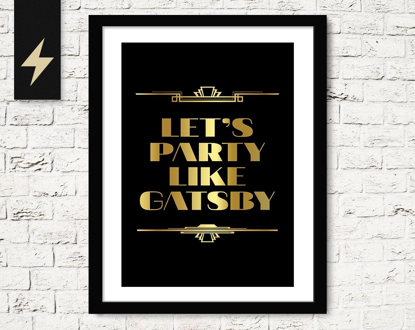 The Great Gatsby Poster. Roaring 20s Decor. Great Gatsby Wall With Great Gatsby Wall Art (Photo 5 of 20)
