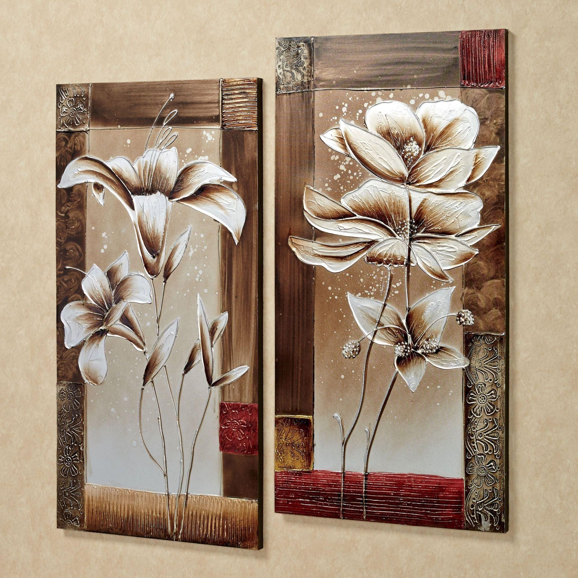 Wall Art. Awesome Floral Canvas Wall Art: Glamorous Floral Canvas Inside Brown Framed Wall Art (Photo 4 of 20)