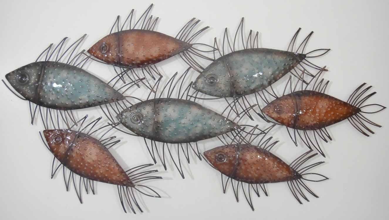Wall Art Designs: Fish Wall Art Metal Glass Wall Art Spiky Colour Within Fish Shoal Wall Art (View 10 of 20)