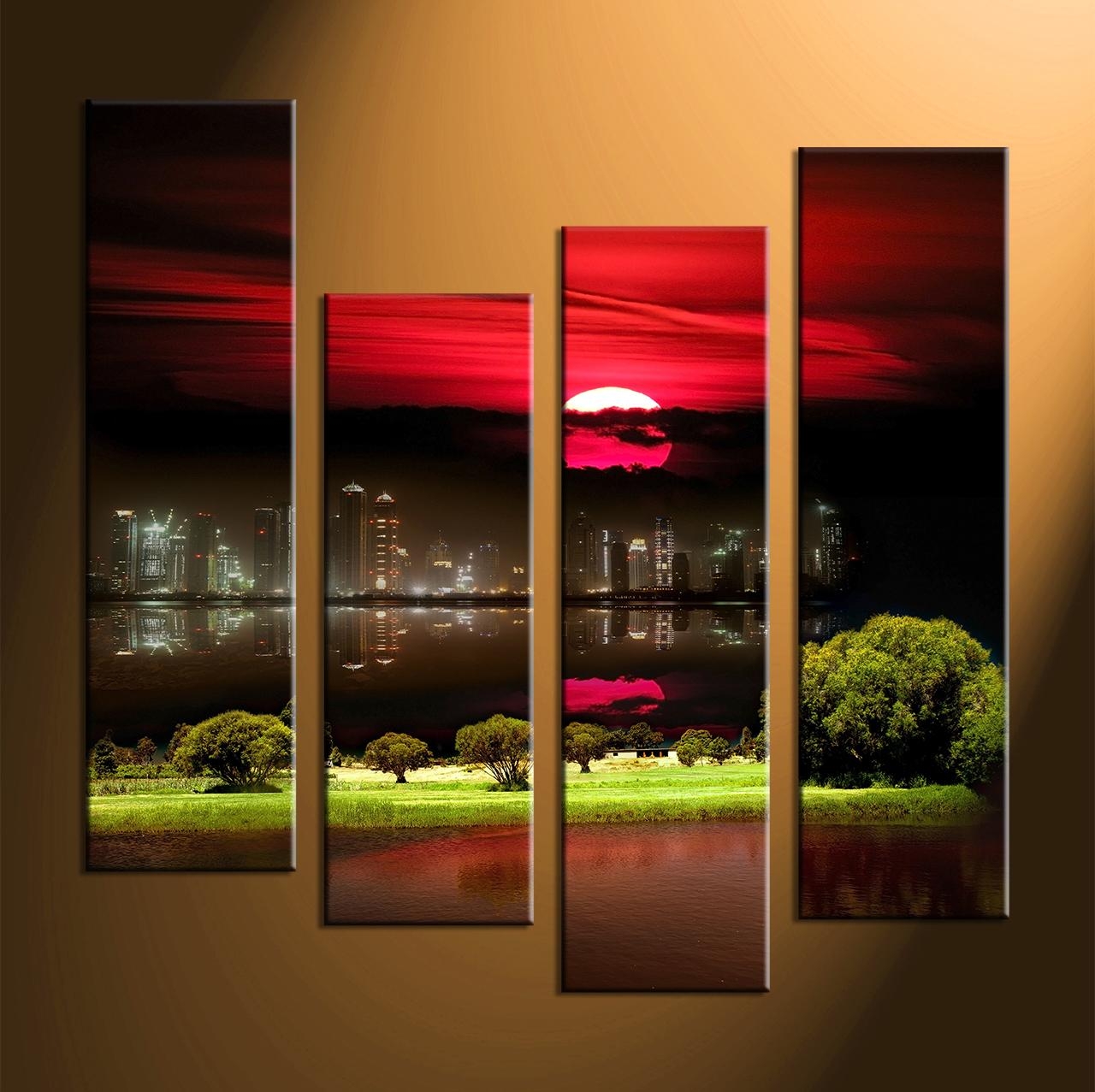 Wall Art: Glamorous Multi Panel Canvas Art Split Multi Panel In Multiple Canvas Wall Art (Photo 1 of 20)