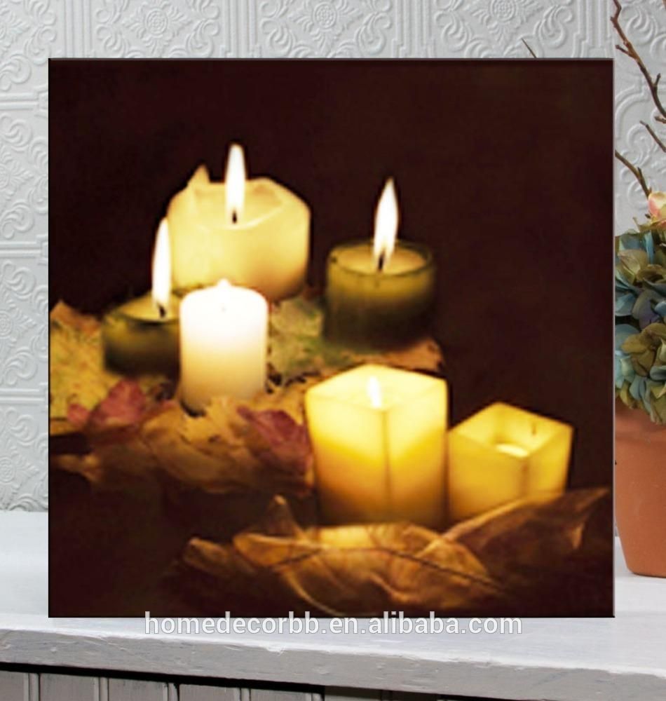 Wall Art With Led Lights Canvas Print Lighted Candle Picture, Wall With Wall Art With Lights (Photo 12 of 20)