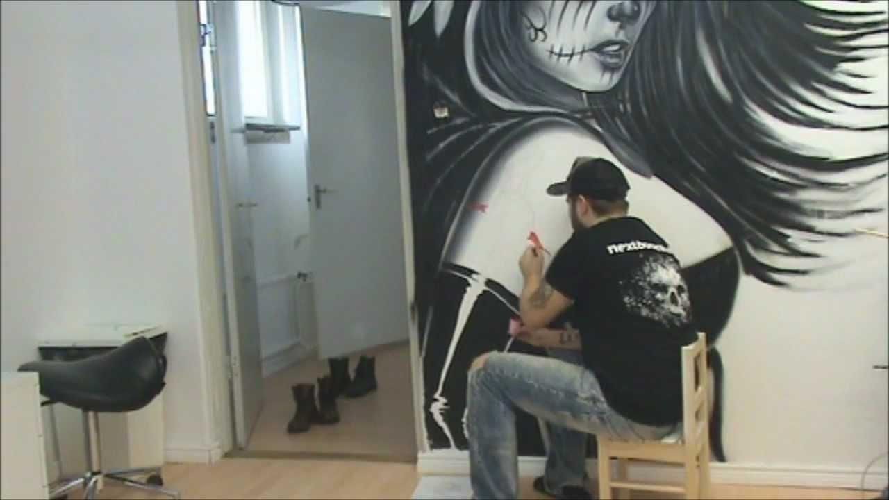 Wall Painting In The Studio Part 1 – Youtube In Airbrush Wall Art (View 12 of 20)