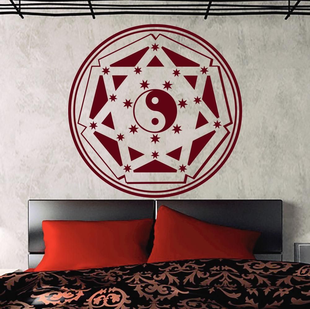 Wall Sticker Home Decal Buddha Yin Yang Floral Yoga Meditation Inside Yin Yang Wall Art (View 4 of 20)