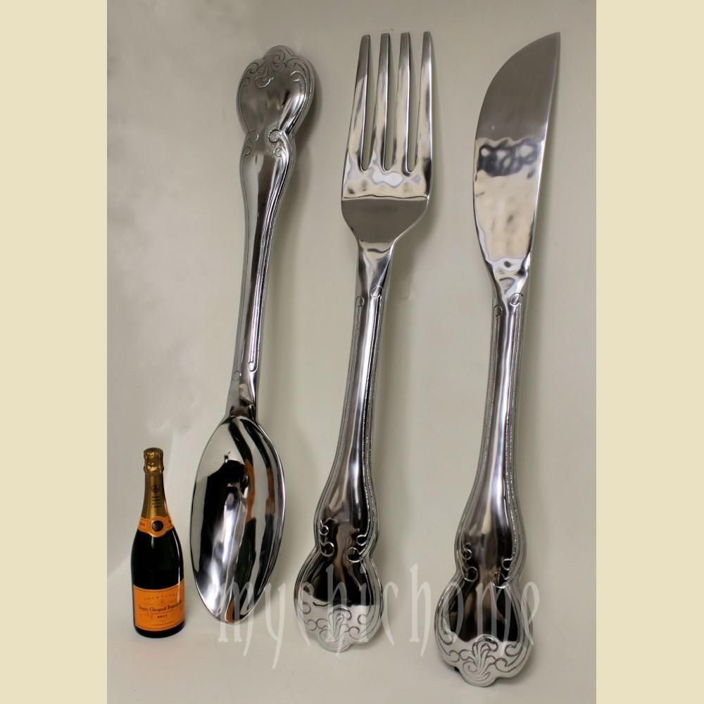 Winsome Large Knife Fork And Spoon Wall Decoration 2 Oversized Regarding Big Spoon And Fork Wall Decor (View 11 of 20)