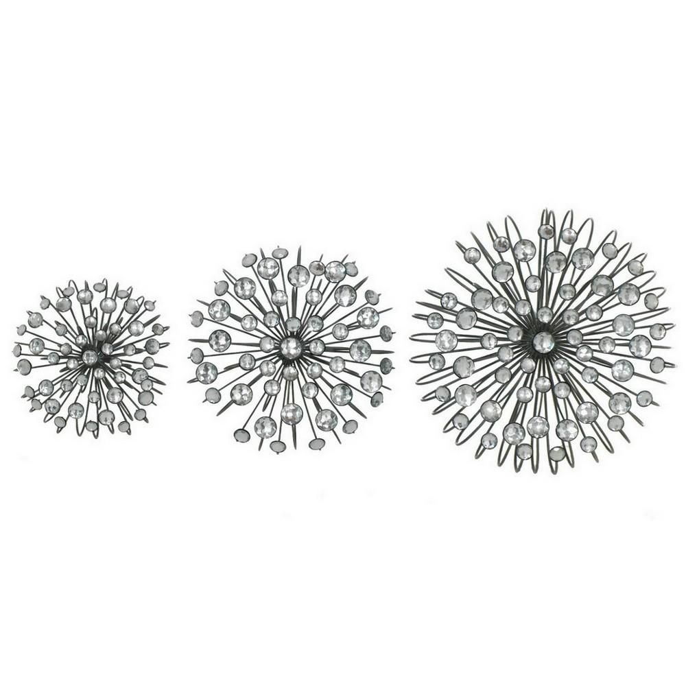3 Piece Jeweled Wall Art Set (connswall9) : Decor & Accessories With Regard To Silver Starburst Wall Art (View 19 of 20)