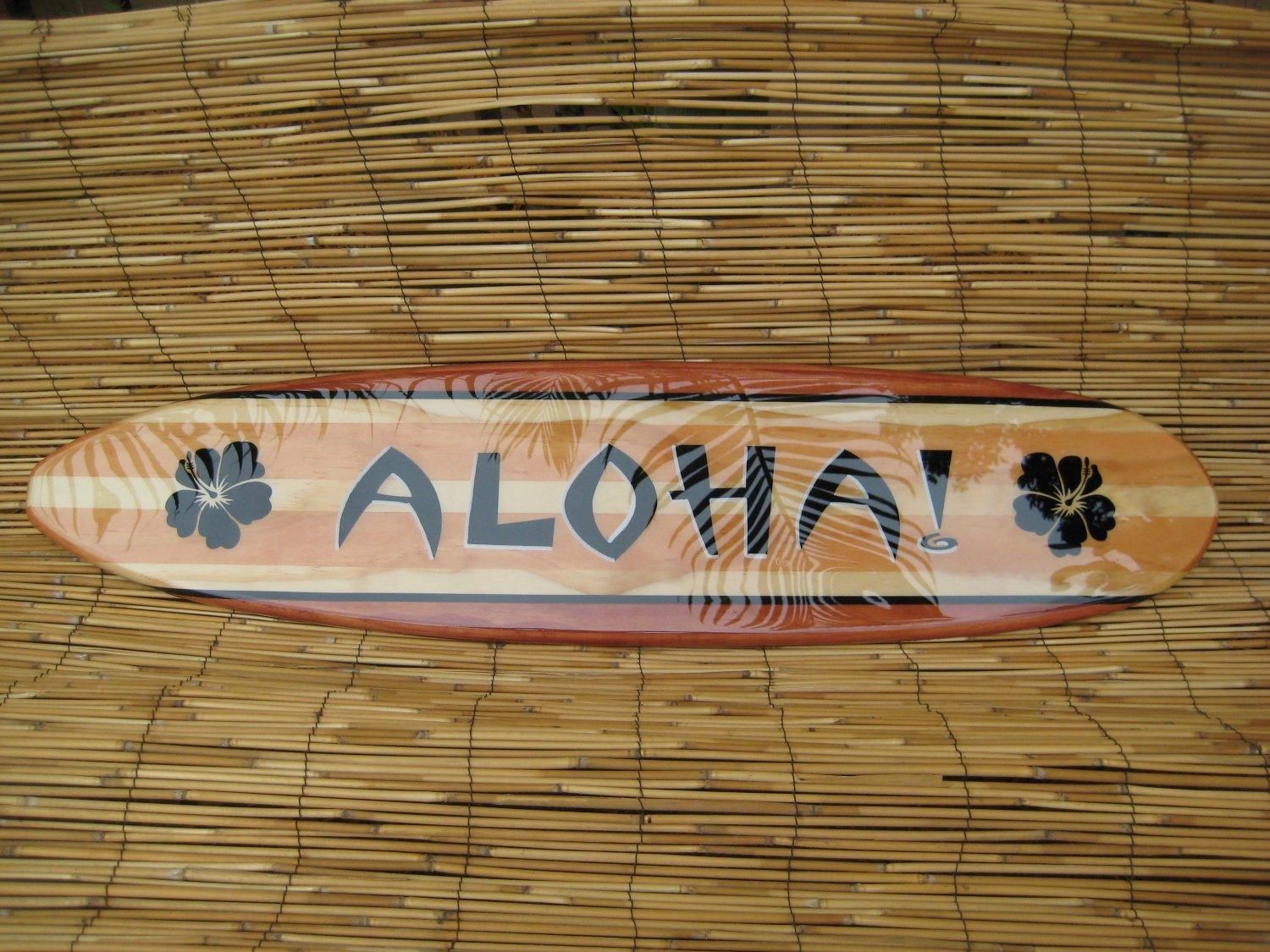 3ft Decorative Hawaiian Aloha Surfboard Wall Arttiki Soul With Surf Board Wall Art (Photo 15 of 20)