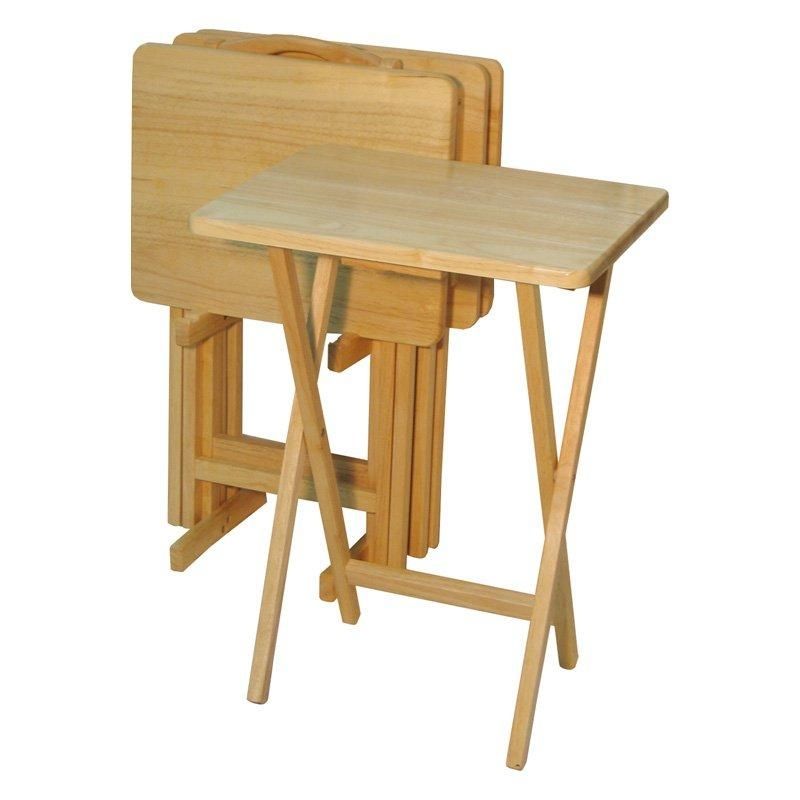5 Piece Rectangular Tv Tray Table Set | Hayneedle Regarding Most Recent Folding Wooden Tv Tray Tables (View 5 of 20)