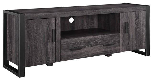 60" Ash Grey Wood Tv Stand Console – Industrial – Entertainment With 2017 Grey Wood Tv Stands (View 9 of 20)