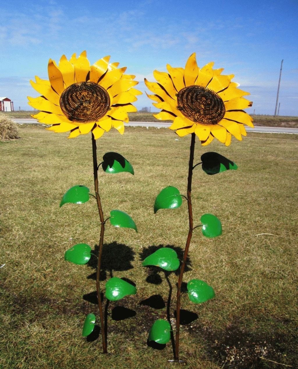 67" Recycled Metal Giant Sunflower Stake – Yard Decor Inside Outdoor Metal Turtle Wall Art (Photo 19 of 20)