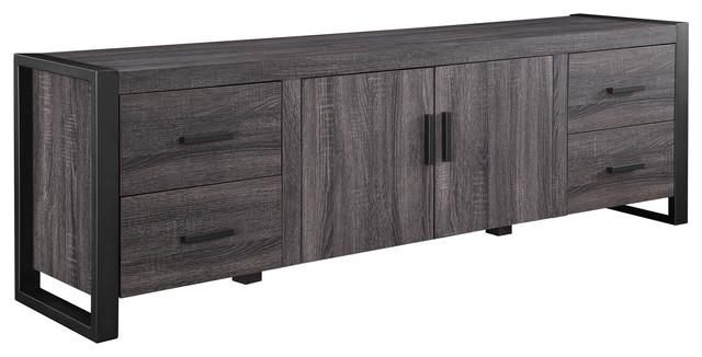 70" Wood Tv Stand Console – Transitional – Entertainment Centers Regarding 2018 Grey Wood Tv Stands (View 4 of 20)