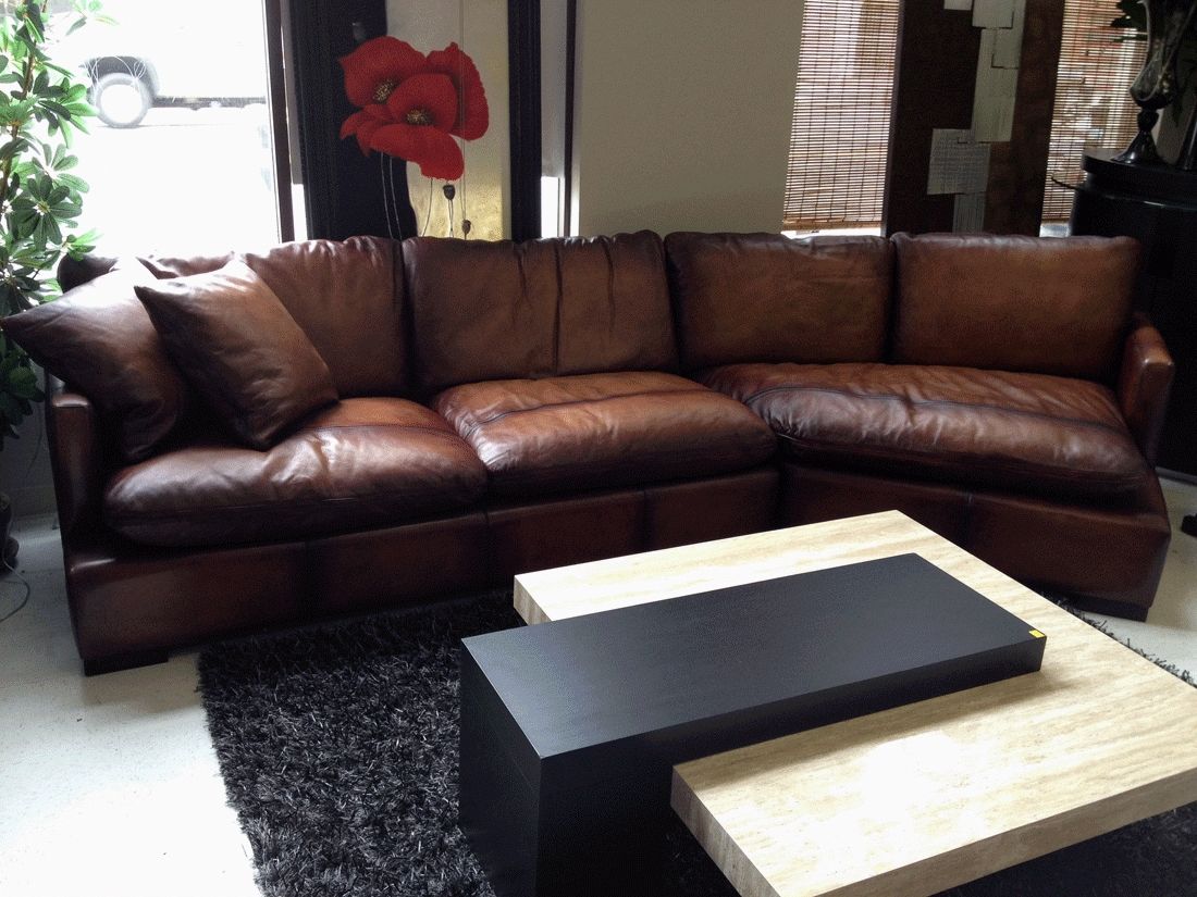 Above Is A Brown Leather Sectional Sofa With Vintage Look – S3net Pertaining To Vintage Leather Sectional Sofas (Photo 1 of 20)