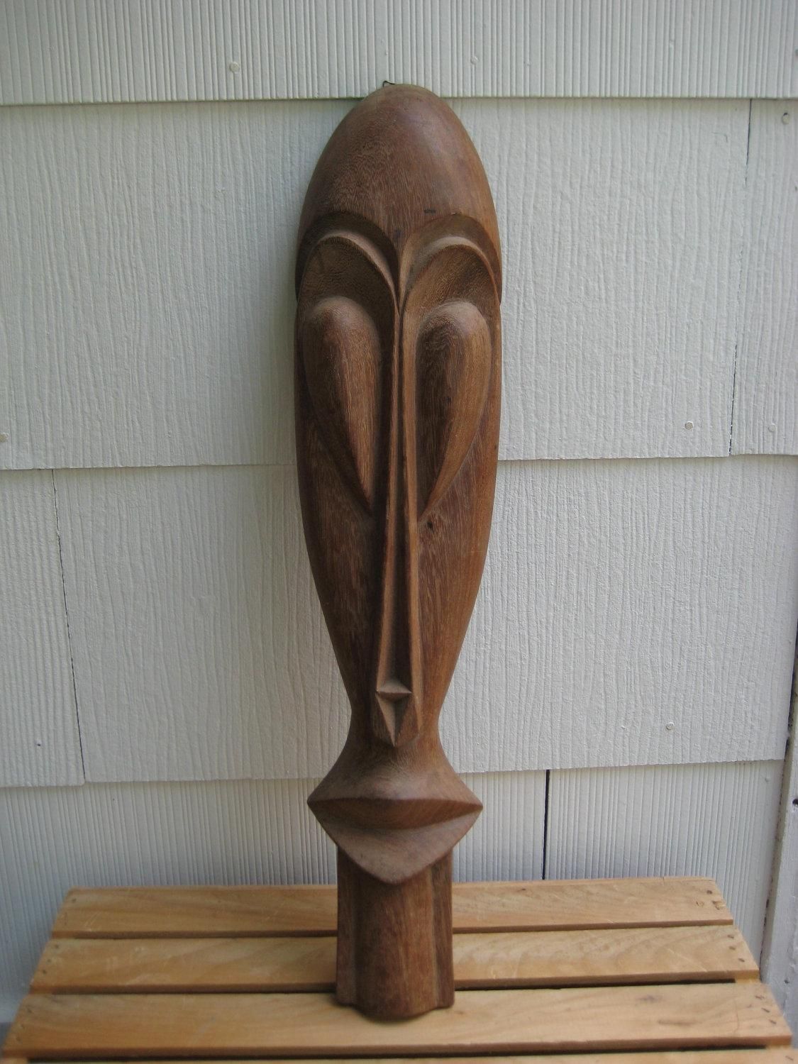 African Masks: Sale Vintage Hand Carved Wooden African Mask Wall Intended For Wooden Tribal Mask Wall Art (Photo 1 of 20)