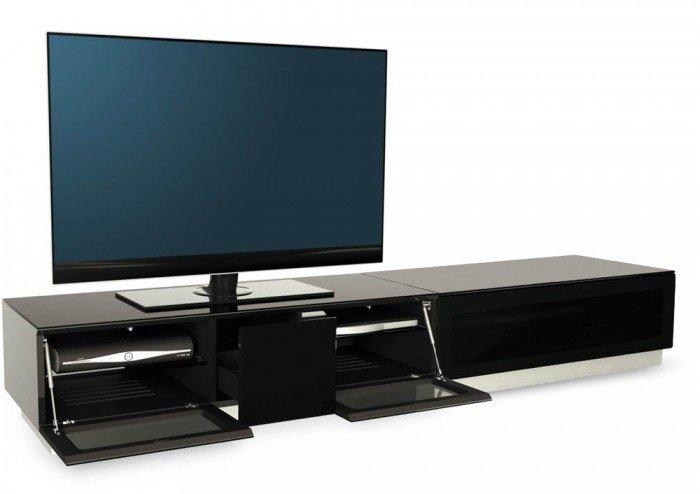 Alphason Element 2100 High Gloss Black Tv Cabinet With Best And Newest Black Tv Cabinets With Doors (Photo 1 of 20)