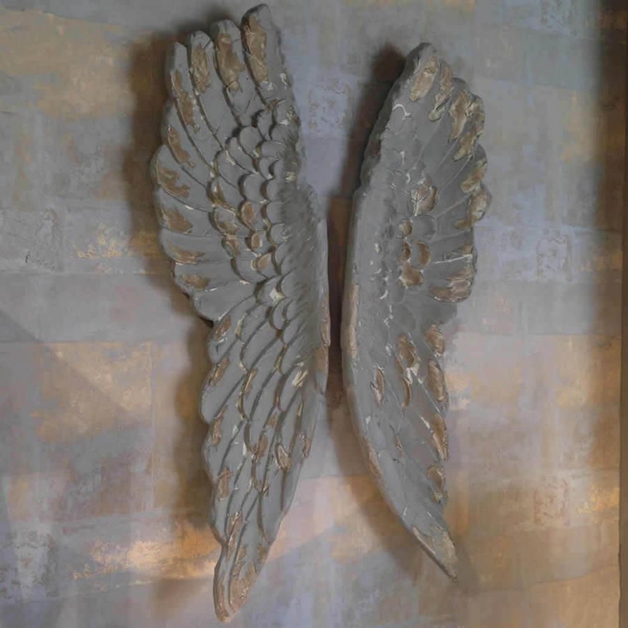 Angel Wings Large Antiqued Grey Silver Or Gold Wall Artcowshed Throughout Angel Wing Wall Art (Photo 4 of 20)