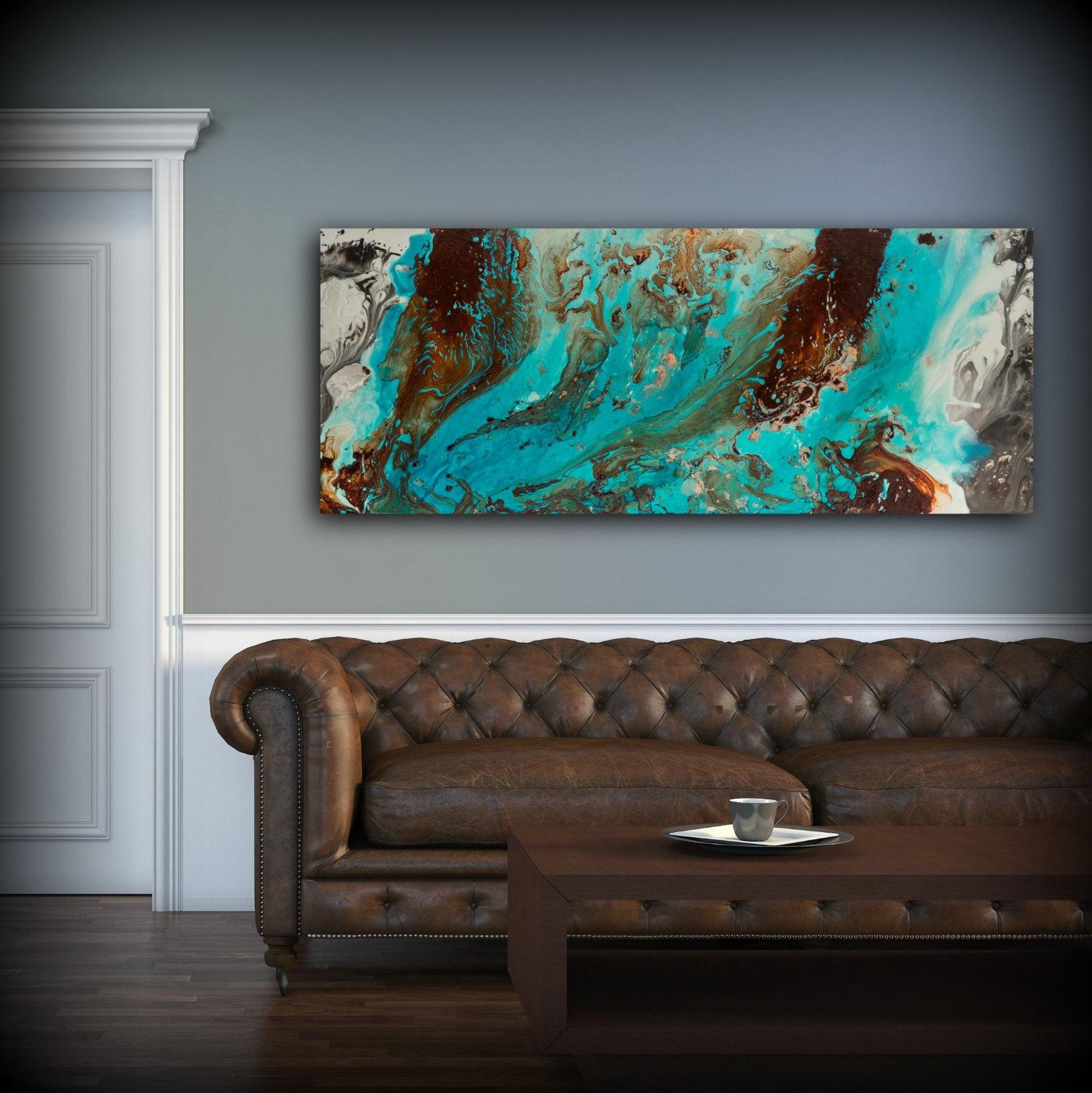 Aqua Print, Blue And Brown Wall Art Decor, Colourful, Bohemian Art Inside Teal And Brown Wall Art (Photo 1 of 20)