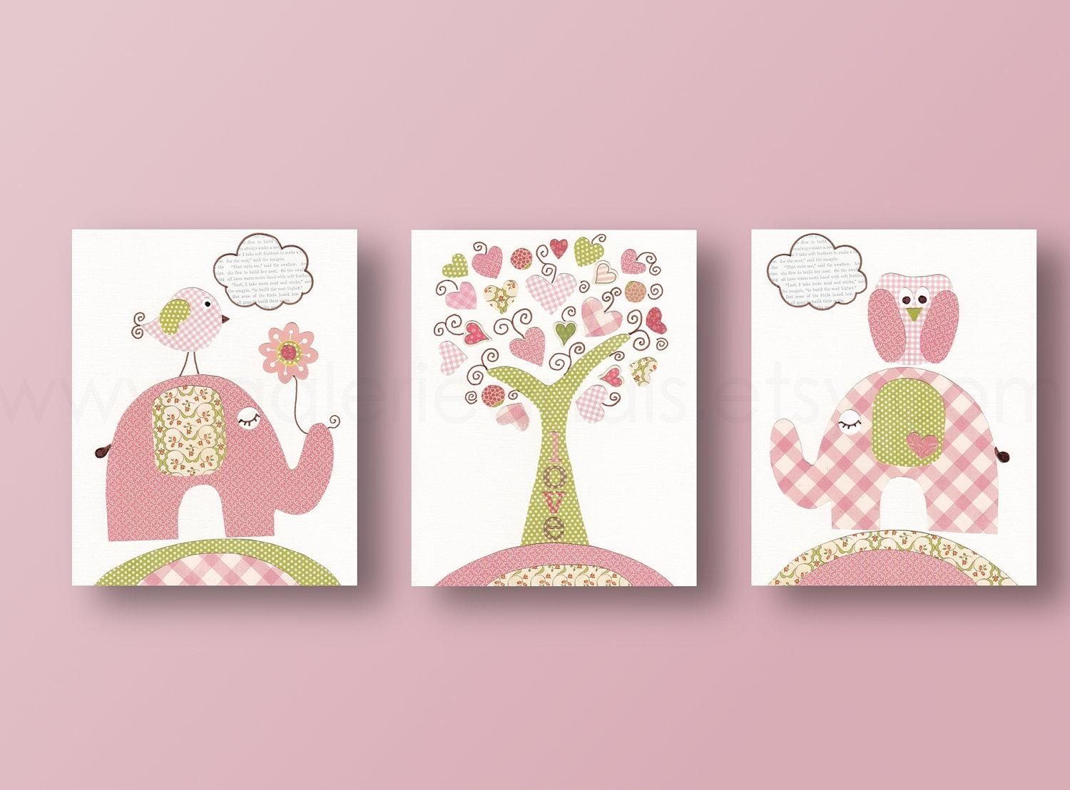 Baby Nursery. Wall Art Decorations For Baby Nursery: Wall Artwork With Elephant Wall Art For Nursery (Photo 6 of 20)