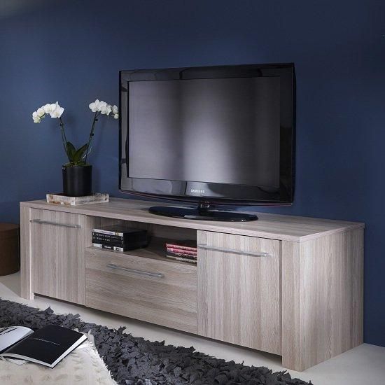 Berwick Wooden Tv Stand In Shannon Oak With 2 Doors 28411 Within 2018 Grey Wood Tv Stands (Photo 4835 of 7825)