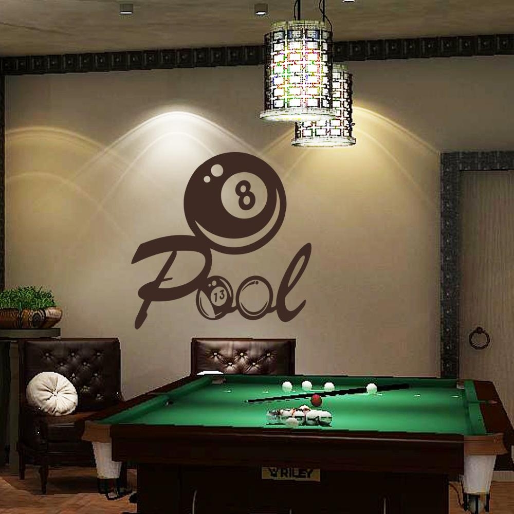 Billiards Wall Decal Vinyl Art Sticker Pool Wall Decal Playroom Intended For Billiard Wall Art (Photo 1 of 20)