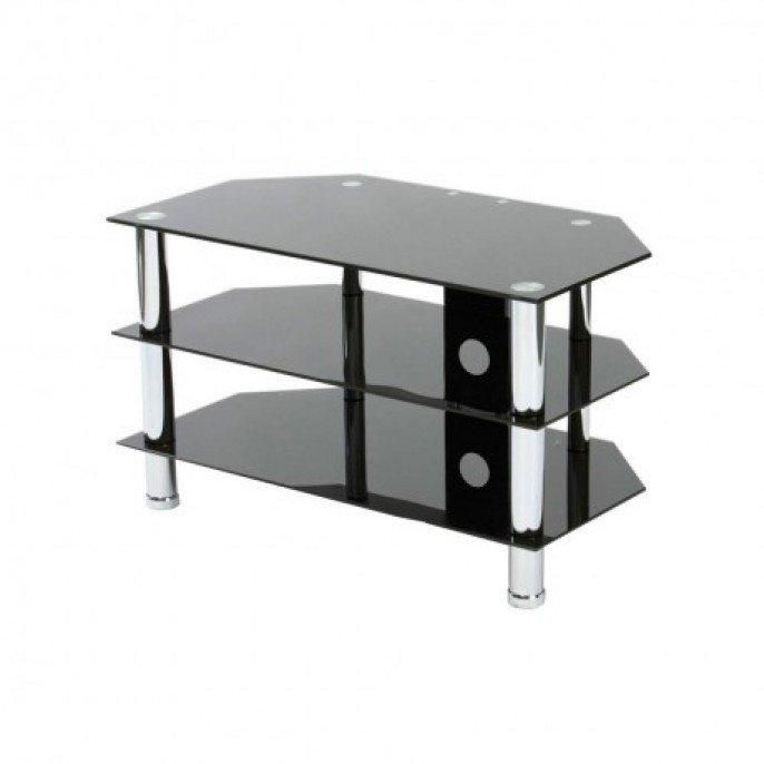 Black Glass 3 Shelf Tv Stand | Poundstretcher Inside Most Up To Date Black Glass Tv Stands (View 1 of 20)