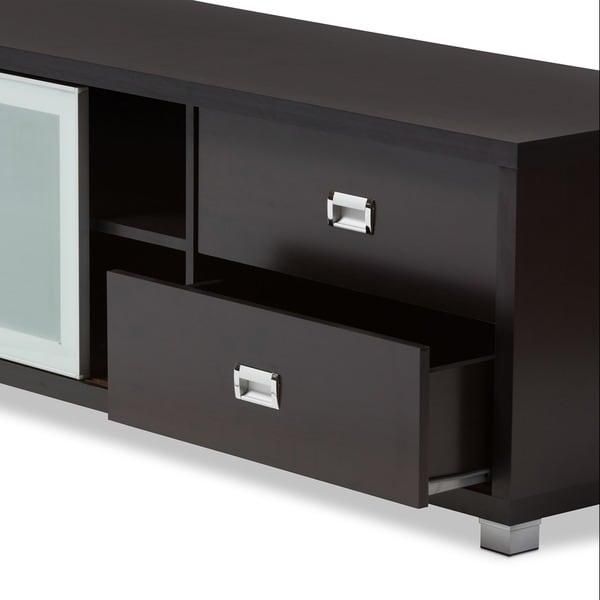 Botticelli Brown Modern Tv Stand With Frosted Glass Door – Free For Latest Black Tv Stand With Glass Doors (View 11 of 20)