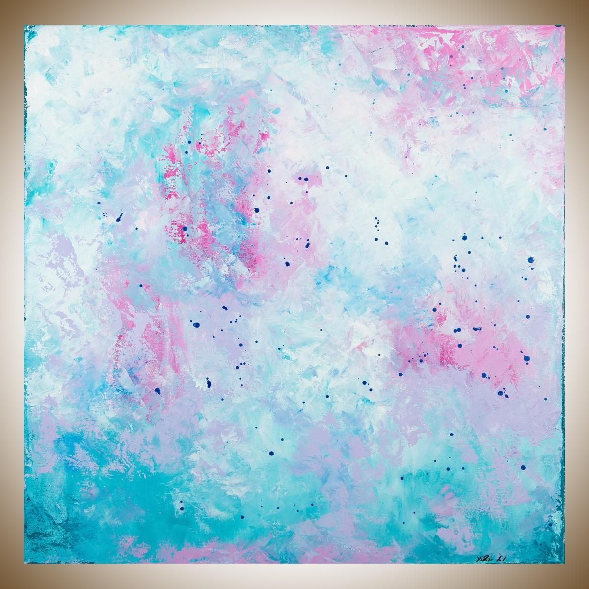 Brilliant Skyqiqigallery 30"x30" Abstract Painting Original Throughout Pink And White Wall Art (Photo 5 of 20)