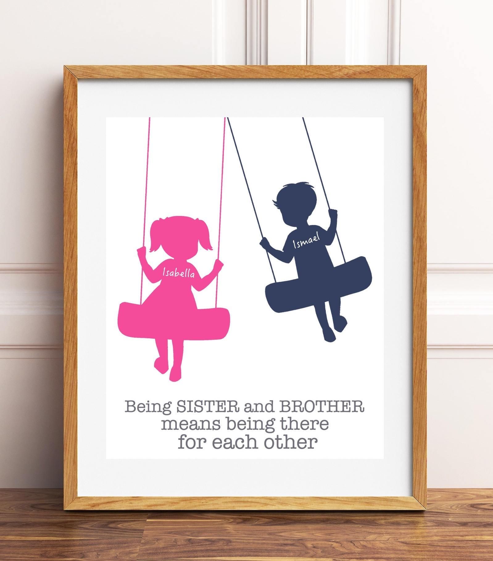 Brother And Sister Wall Art Siblings Art Shared Room Decor (View 11 of 20)