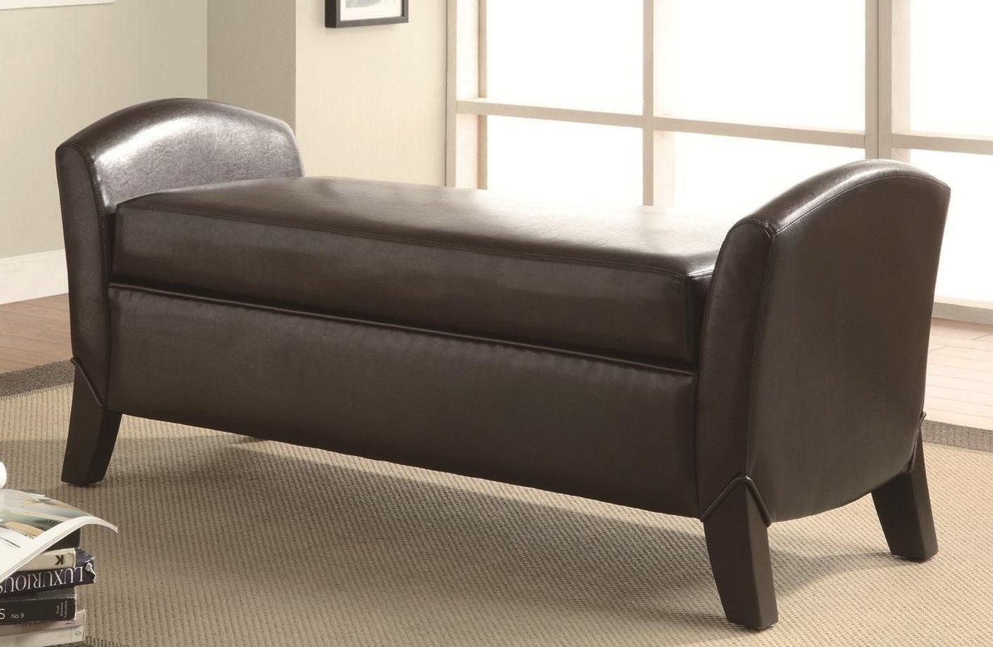Brown Leather Storage Bench – Steal A Sofa Furniture Outlet Los Inside Leather Bench Sofas (View 9 of 22)