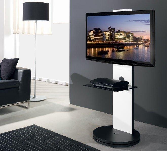 Btf811 White Cantilever Tv Stand With Swivel In Most Recently Released Tv Stand Cantilever (Photo 1 of 20)