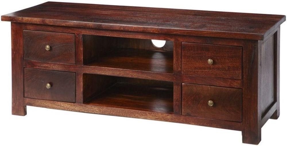 Buy Indian Hub Jaipur Dark Mango Tv Cabinet Online – Cfs Uk For Most Recent Mahogany Tv Cabinets (View 12 of 20)