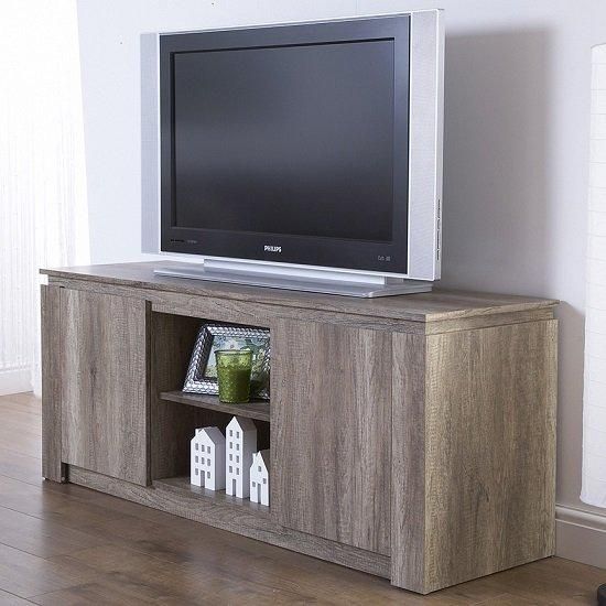 Caister Wooden Lcd Tv Stand In Oak With 2 Doors 27366 Inside Latest Grey Wood Tv Stands (Photo 4824 of 7825)