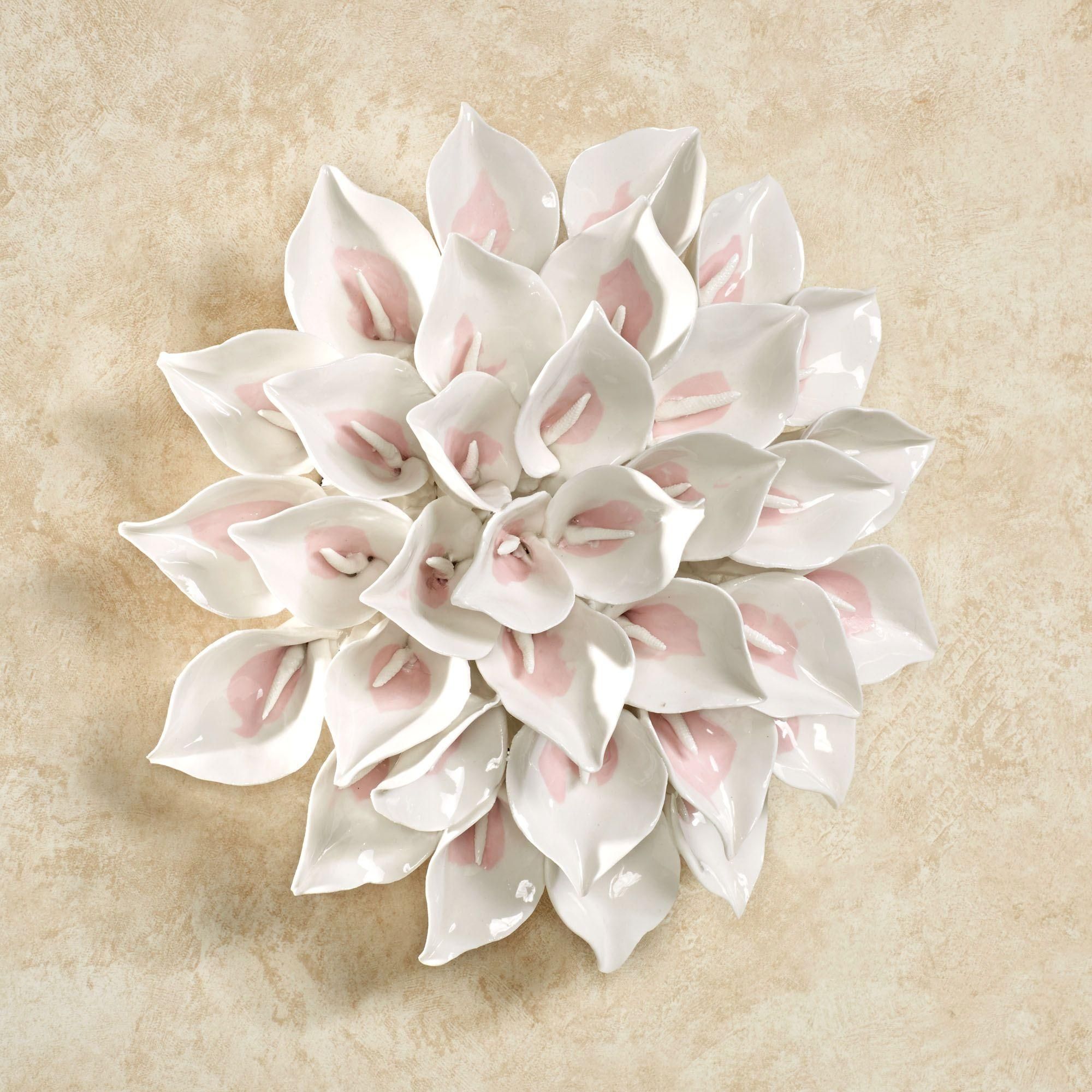Calla Blooms Porcelain Flower Wall Art White ~ Loversiq For Fetco Home Decor Wall Art (Photo 12 of 20)