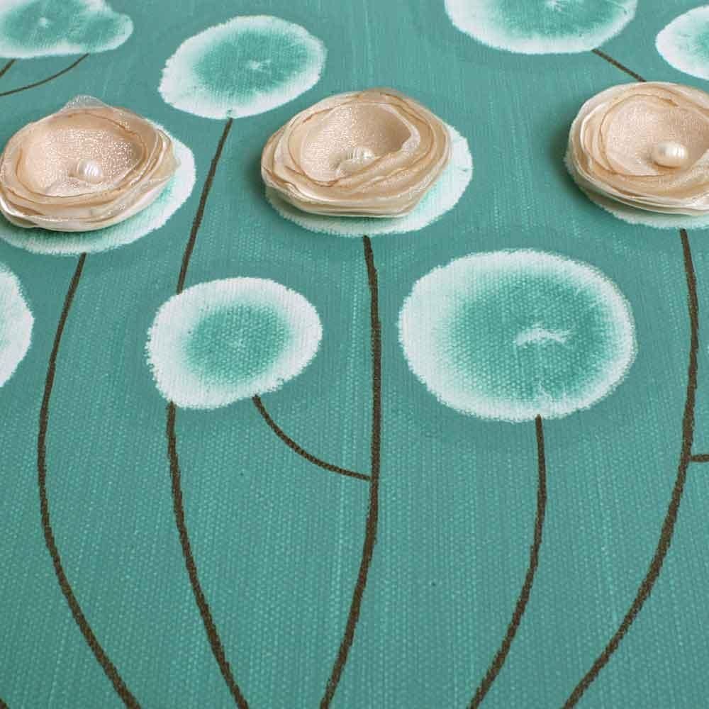Canvas Art Painting Of Poppy Flowers Teal And Brown – Small | Amborela Inside Teal And Brown Wall Art (Photo 18 of 20)