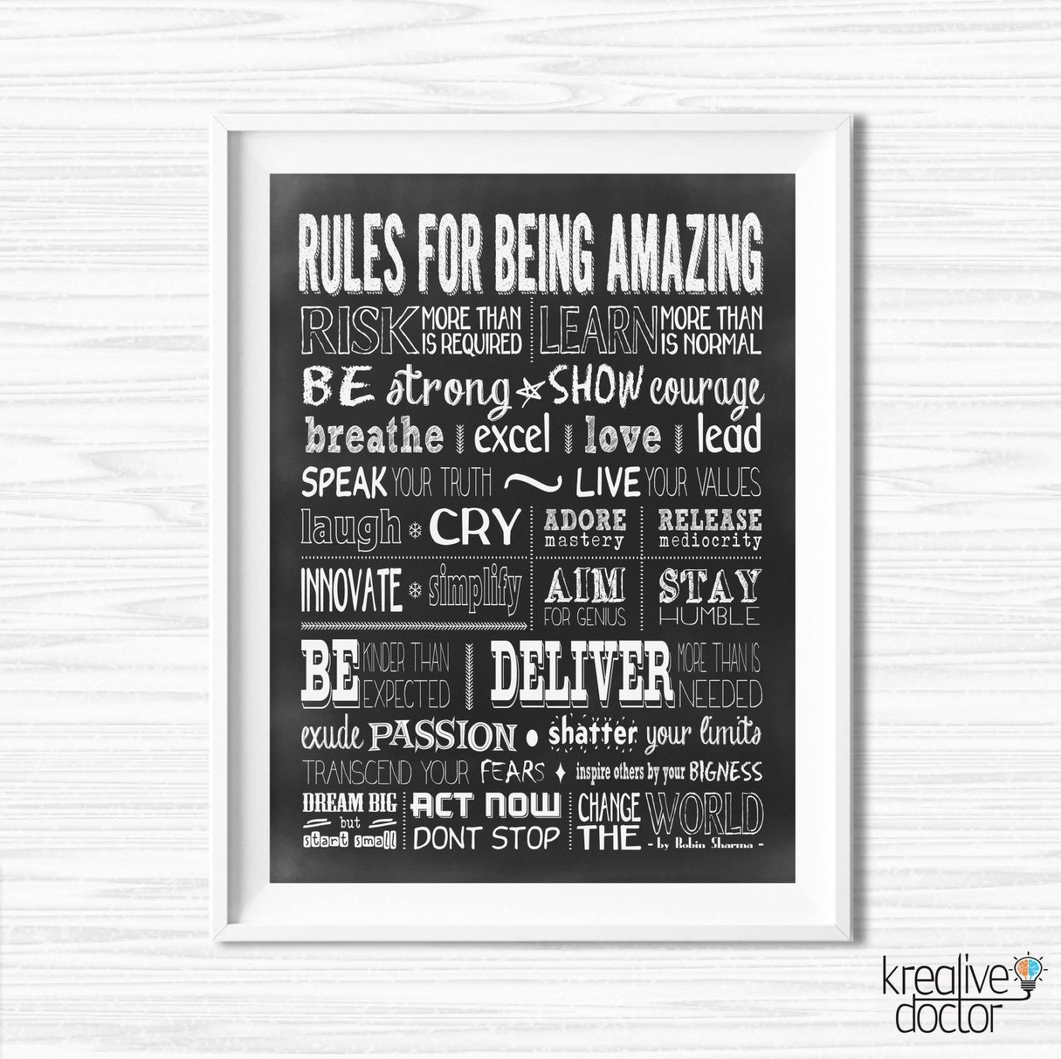 Chalkboard Quotes Robin Sharma Quotes Motivational Wall Decor In Motivational Wall Art For Office (Photo 6 of 20)