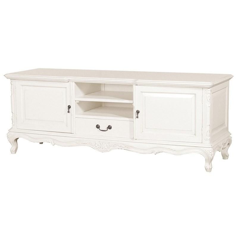 Chateau Antique White French Style Low Tv Cabinet | French Tv Pertaining To Latest French Tv Cabinets (Photo 1 of 20)