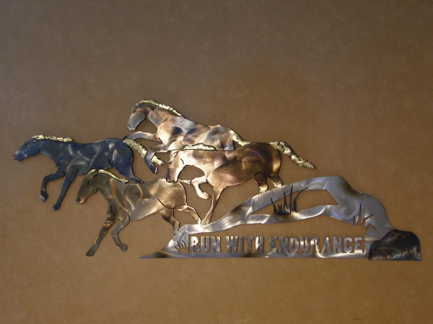 Christian Metal Wall Art Sculpture Of Running Horses With Grape Vine Metal Wall Art (Photo 16 of 20)