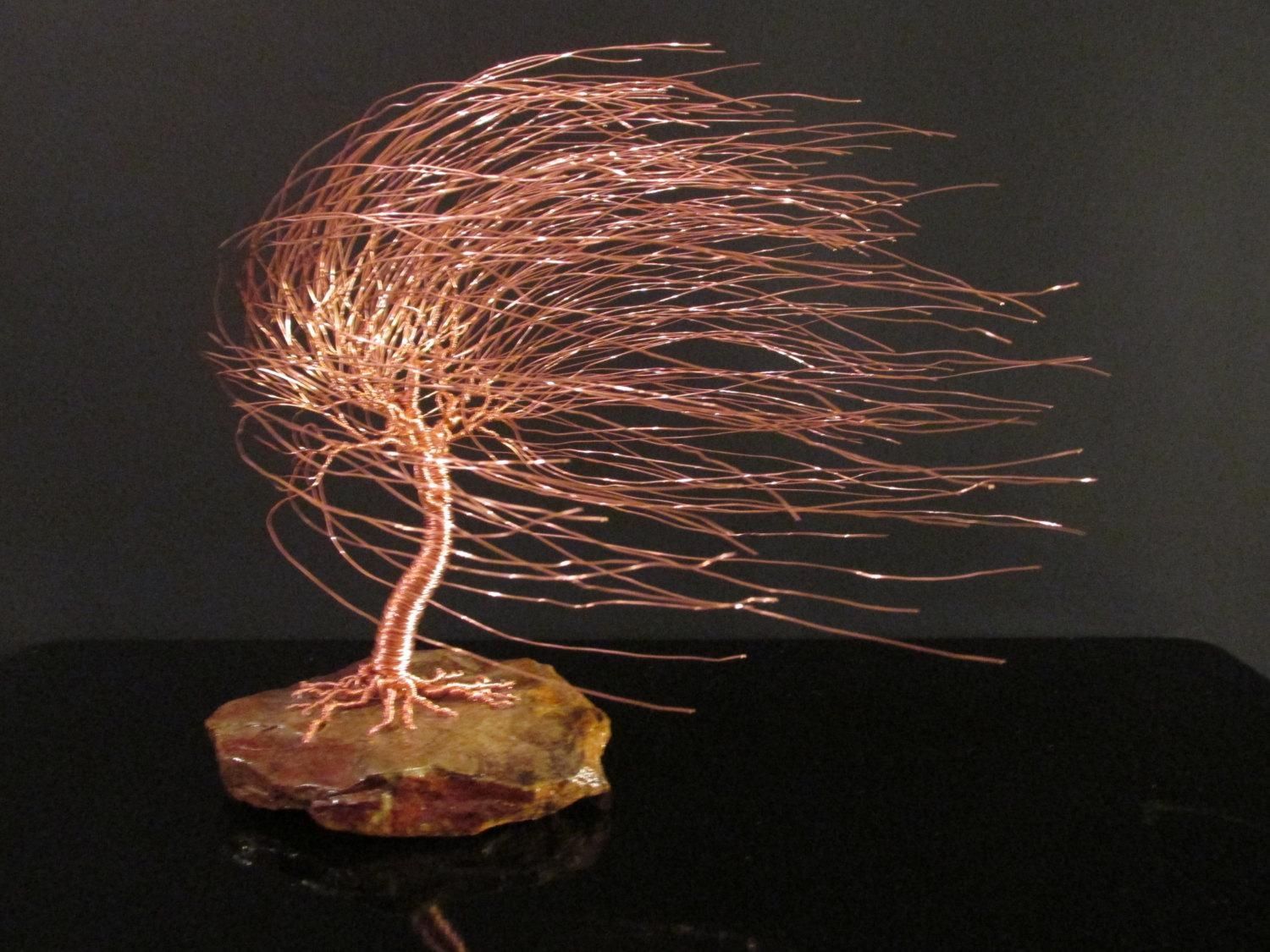 Copper Art Wire Tree Sculpture Of Windswept Willow Pertaining To Copper Oak Tree Wall Art (View 18 of 20)