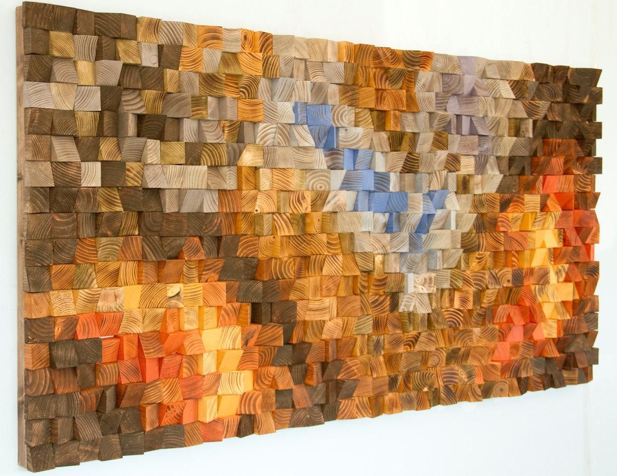 Cream Pixel Art Mosaic Wall Art Reclaimed Wood And Italian Glass In Italian Mosaic Wall Art (Photo 12 of 20)