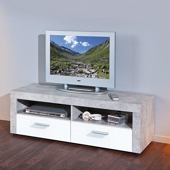 Croagh Tv Stand In Light Grey With 2 Drawers In White Throughout Most Recent Grey Tv Stands (Photo 4746 of 7825)
