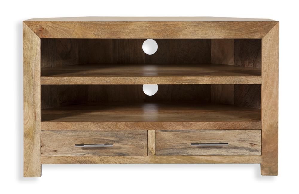 Cube Petite Indian Mango Wood Corner Tv Cabinet Tv Stand Inside Most Popular Mango Tv Stands (View 1 of 20)