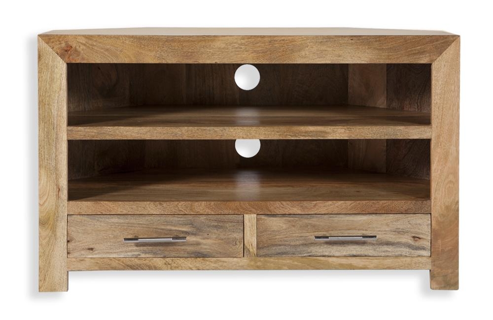 Cube Petite Indian Mango Wood Corner Tv Cabinet Tv Stand Pertaining To Most Recently Released Wooden Corner Tv Cabinets (Photo 1 of 20)