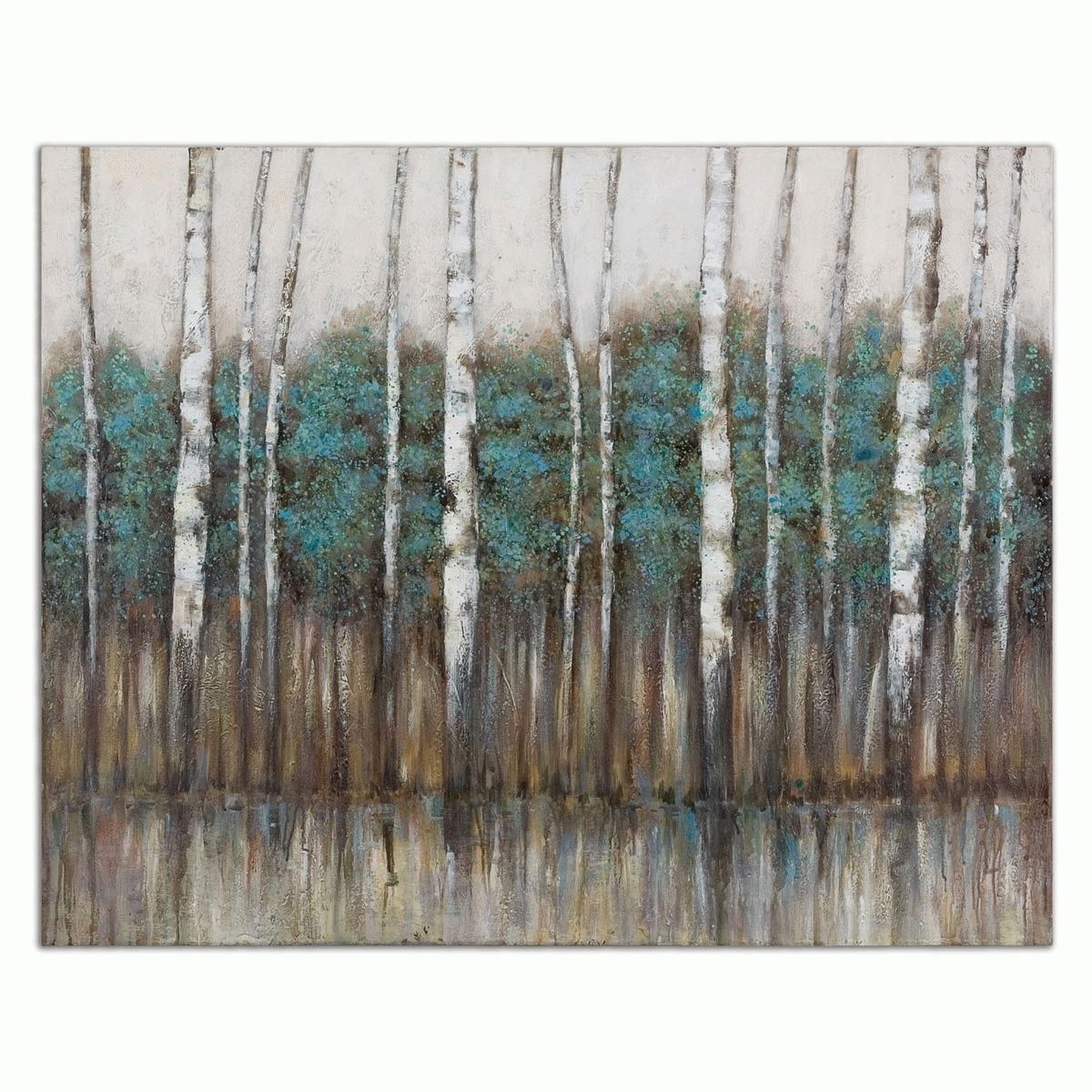 Edge Of The Forest Canvas Wall Art In Teal And Brown Wall Art (View 5 of 20)