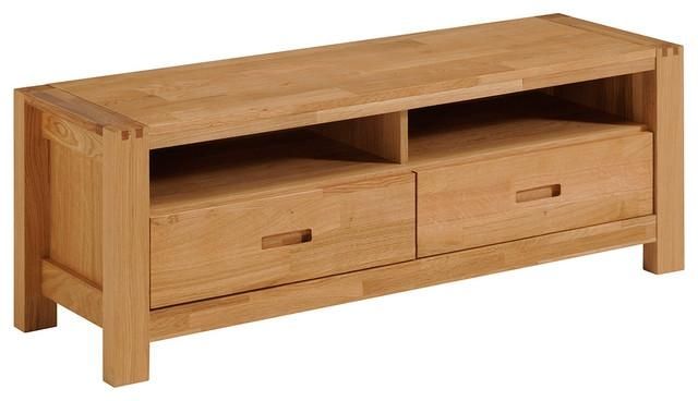 Ethan French Oak Tv Stand With 2 Drawers And Shelves With Regard To Most Recent Contemporary Oak Tv Stands (View 6 of 20)