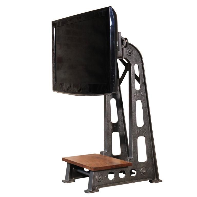 Flat Screen Tv Stand Vintage Industrial Cast Iron Media Screen For Most Popular Cast Iron Tv Stands (Photo 4759 of 7825)
