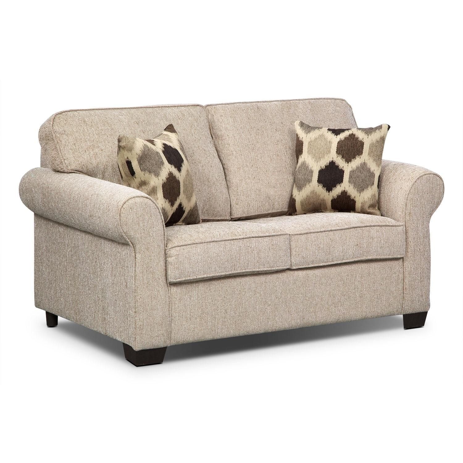Fletcher Twin Memory Foam Sleeper Sofa – Beige | Value City Furniture Pertaining To Loveseat Twin Sleeper Sofas (View 7 of 20)