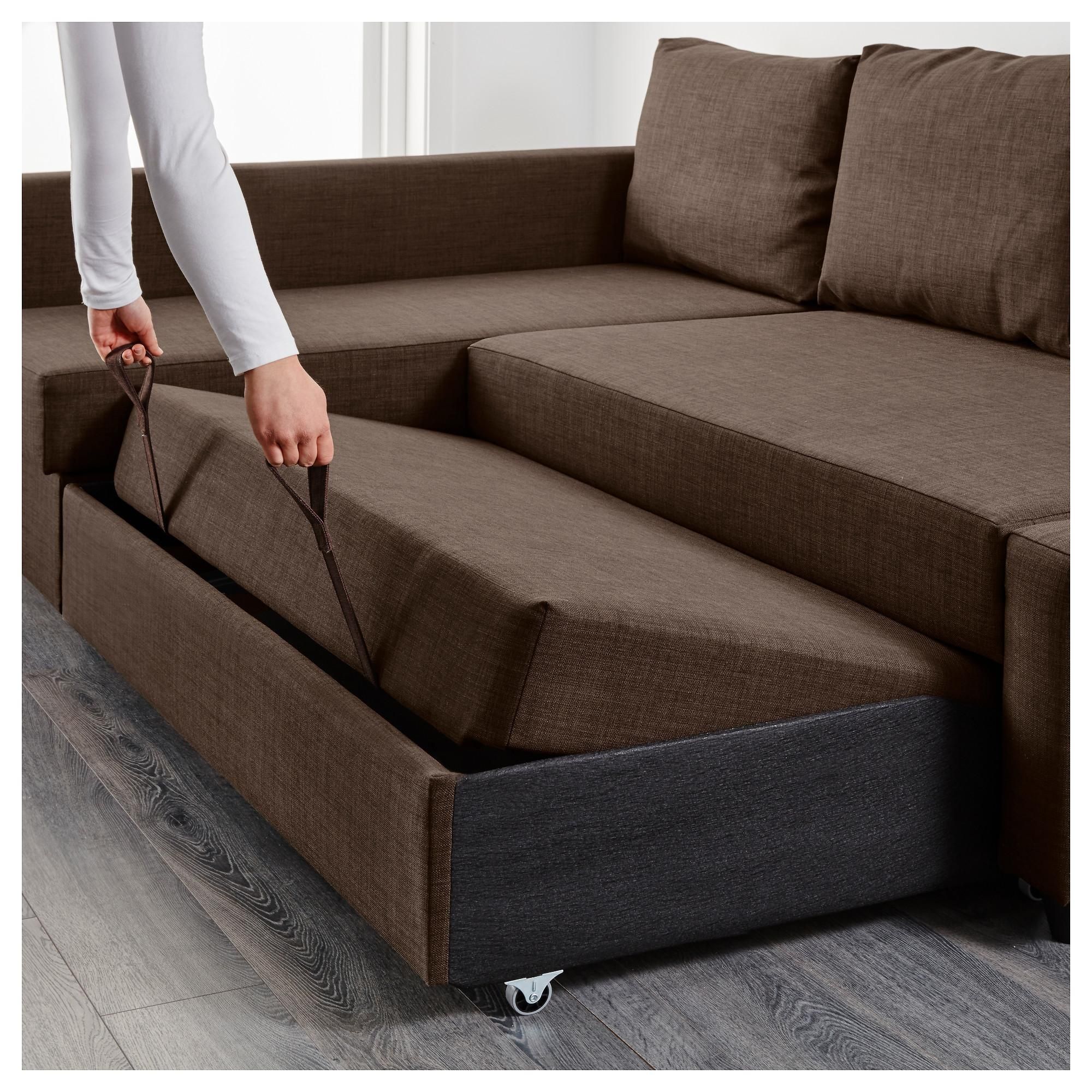 Friheten Sleeper Sectional,3 Seat W/storage – Skiftebo Beige – Ikea Inside Ikea Single Sofa Beds (Photo 9 of 23)