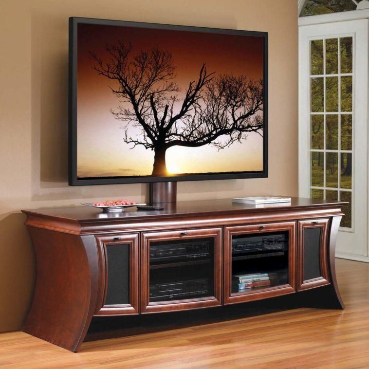 Furniture. Brown Wooden Curved Media Cabinet With Glass Door And With Regard To Most Popular Corner Tv Cabinets For Flat Screens With Doors (Photo 16 of 20)